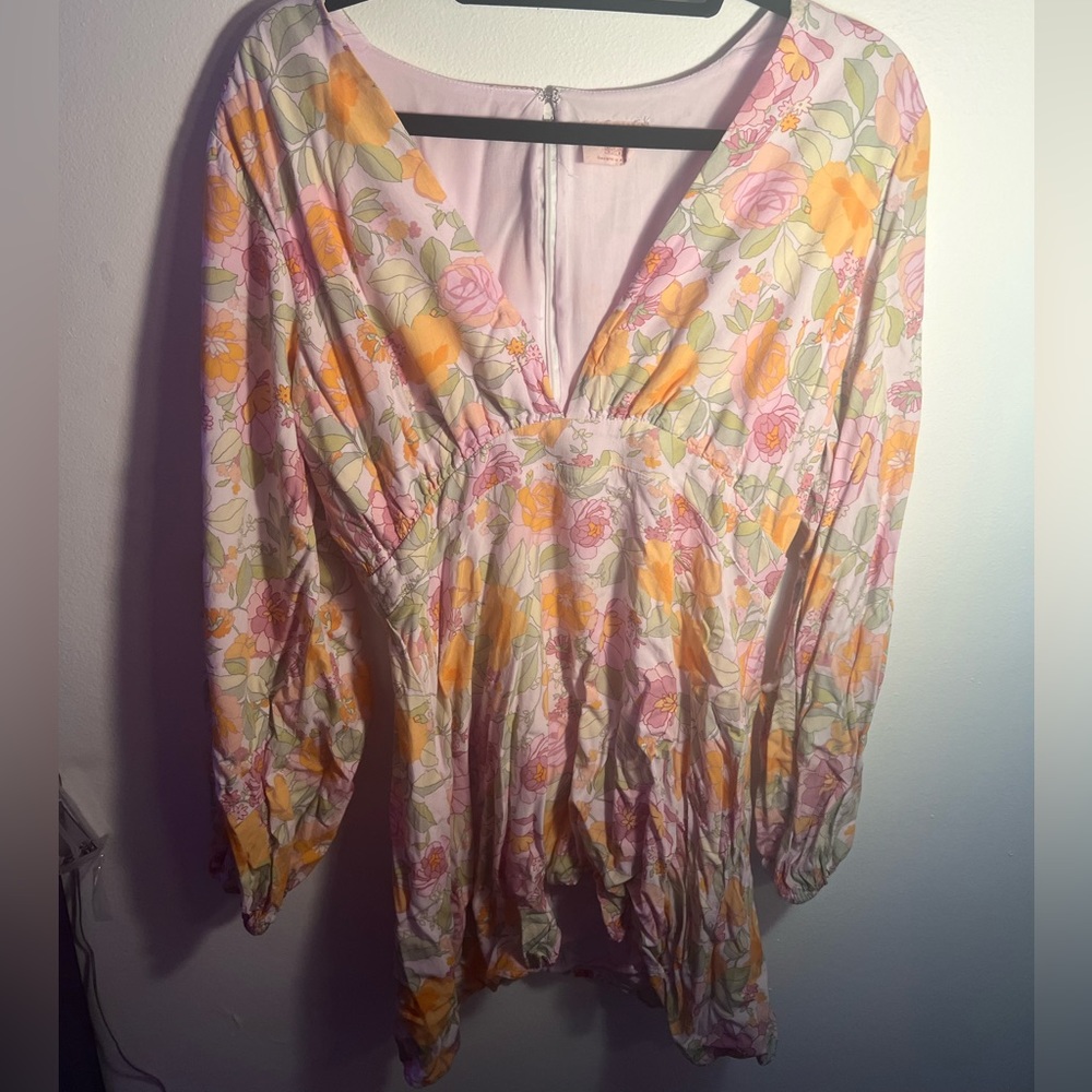 flower long sleeve dress
